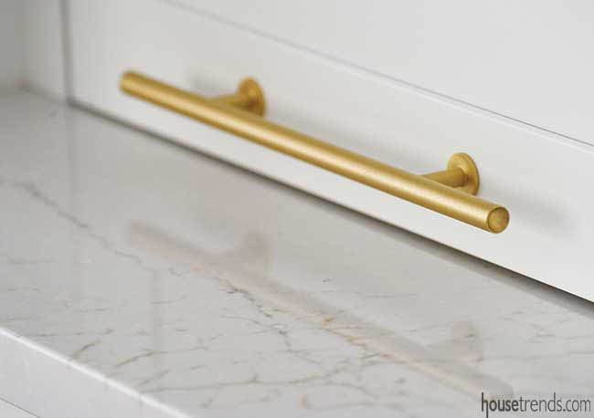 Brass handles used for transitional look