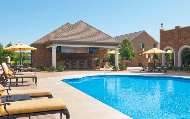 Outdoor living spaces can accommodate a crowd