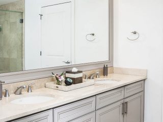 Bathroom vanity with a modern feel