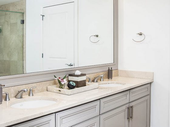 Bathroom vanity with a modern feel