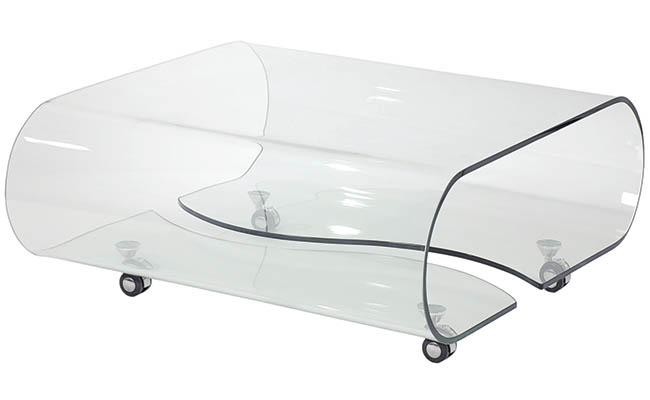 Coffee table made of one piece of glass