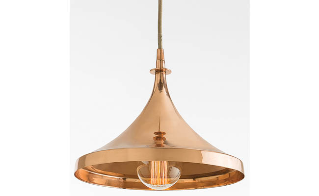 Pendant light with copper finish