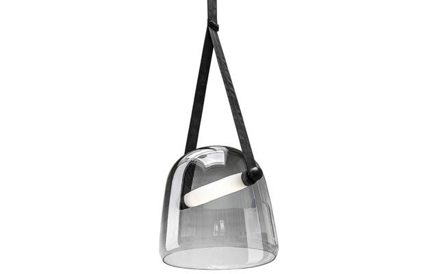 Pendant light with a mixture of materials
