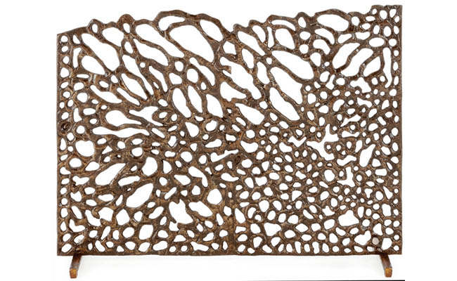 Fireplace screen with a unique design