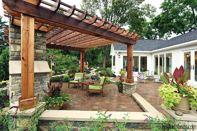 Pergola adds protection to an outdoor living space