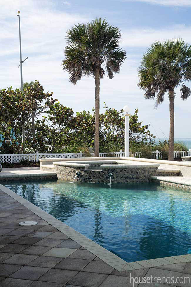 Swimming pool has a view
