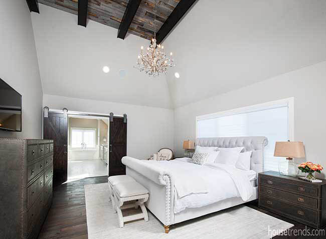 Furniture pops in a master bedroom