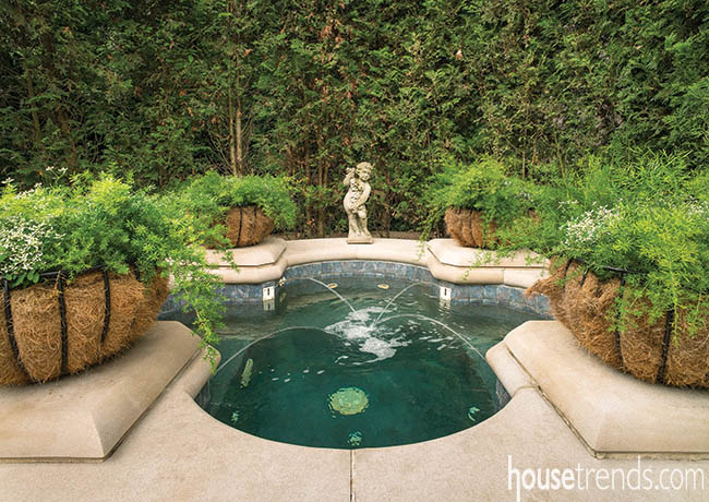 Planters help to dress up a hot tub
