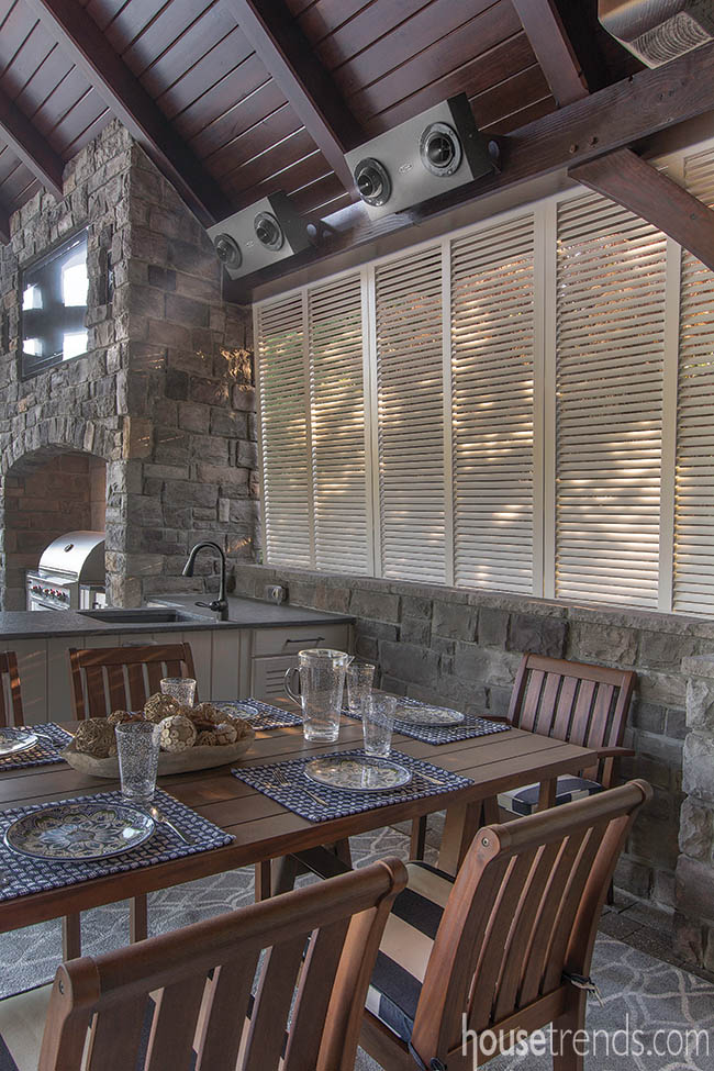 Misters cool down a covered patio