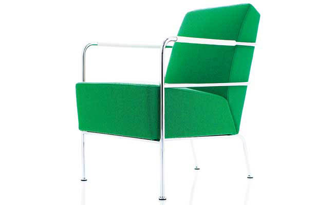 Easy chair in a bright green fabric