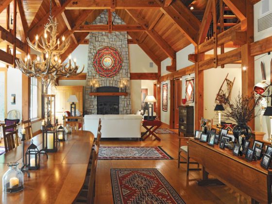 Stone fireplace warms up a great room