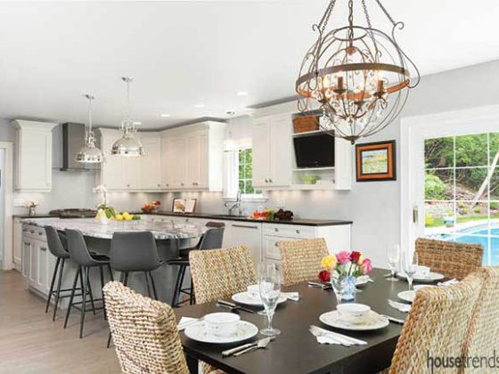 Light fixtures dazzle in a kitchen