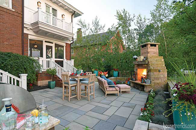 Fireplace heats up a patio