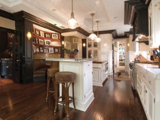 Kitchen island stools create a quaint gathering space