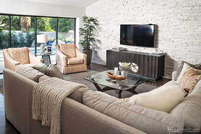Warm hues set the tone in a family room