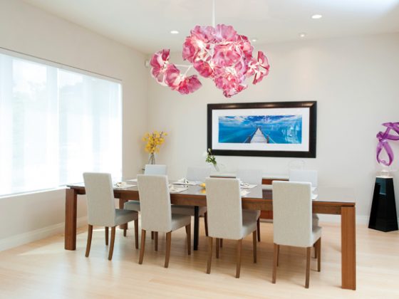 Dining room design embraces colorful accessories