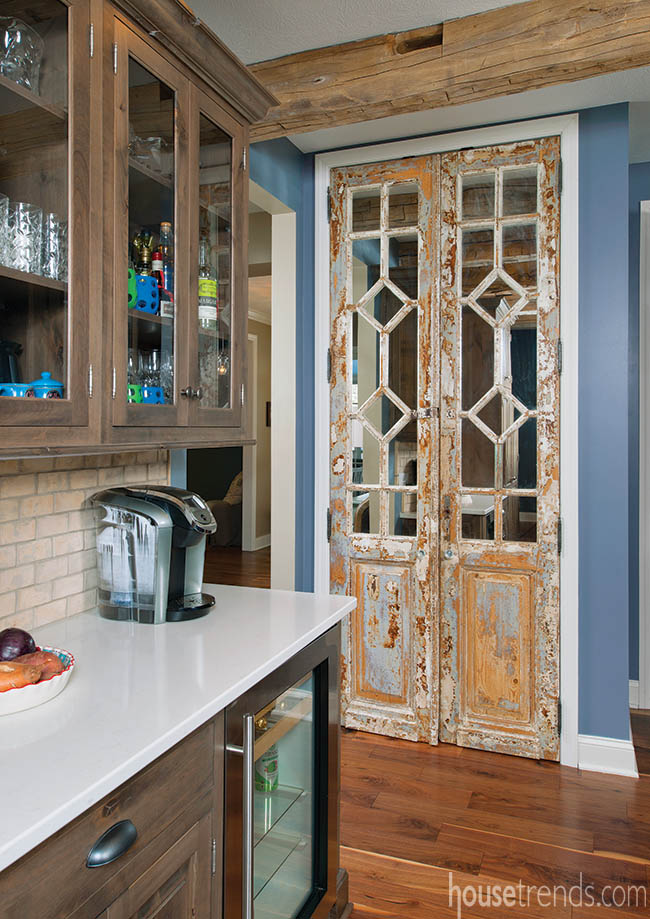 Antique doors repurposed as pantry doors