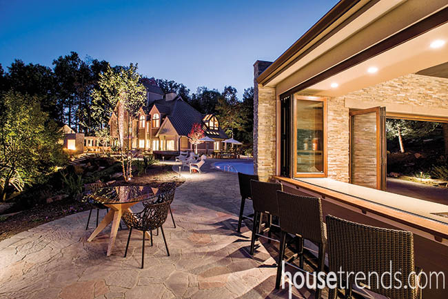 Landscape lighting brightens up a patio