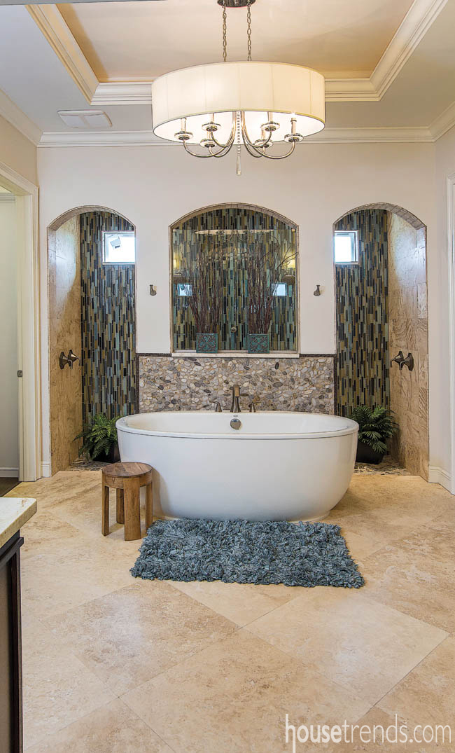 Bathtub outshines a bold bathroom design