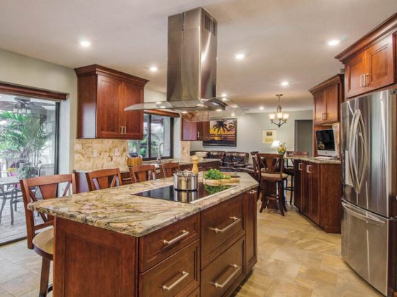 Kitchen design ideas include wide prep areas and other modern amenities