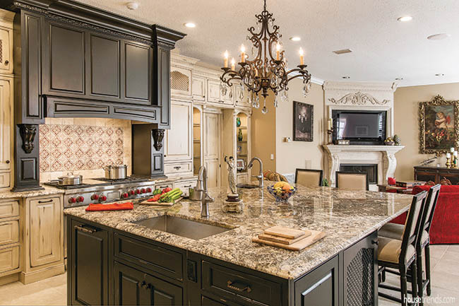Chandelier dresses up a kitchen