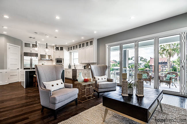 Hardwood flooring complements a home's color palette