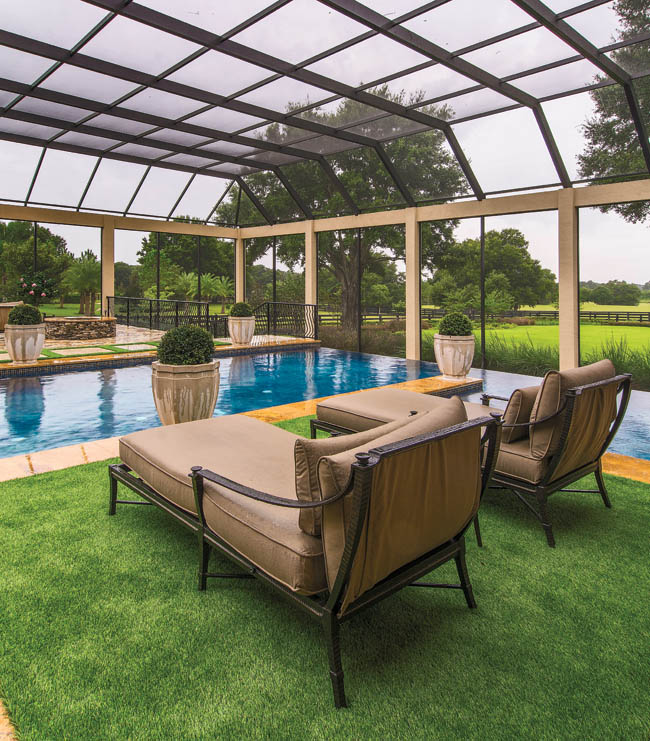 Covered swim spa keeps pests away