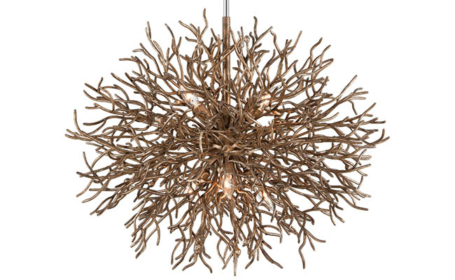 Chandelier with a distressed bronze finish