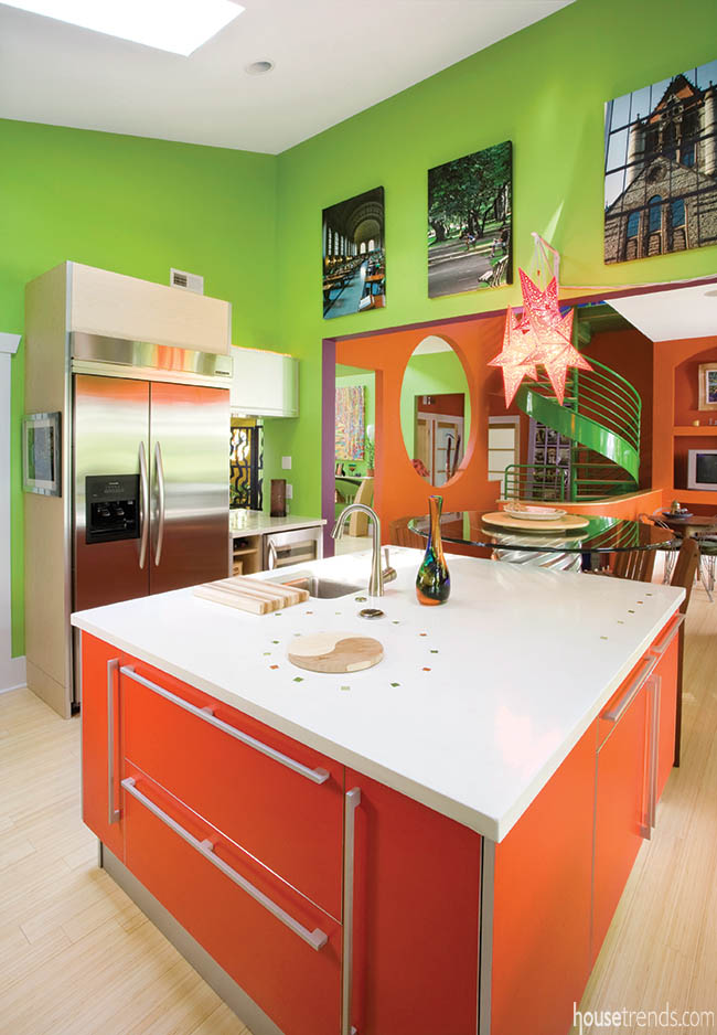 Colorful kitchen design keeps things light