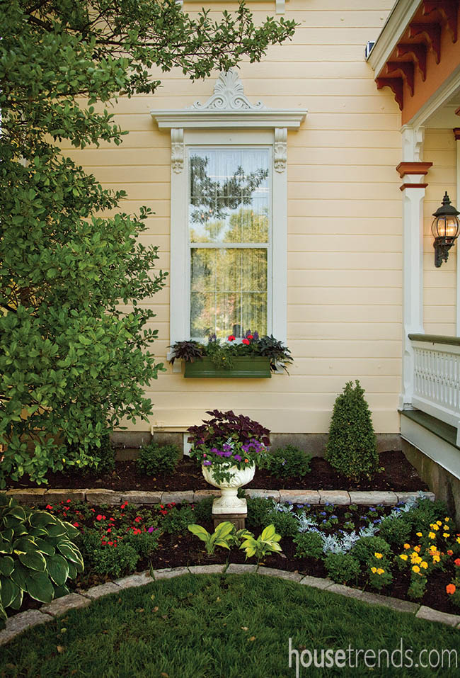 Bright flowers cheer up formal gardens