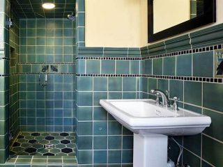 Blue tile in a guest bathroom