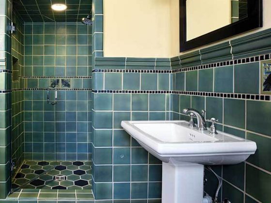 Blue tile in a guest bathroom
