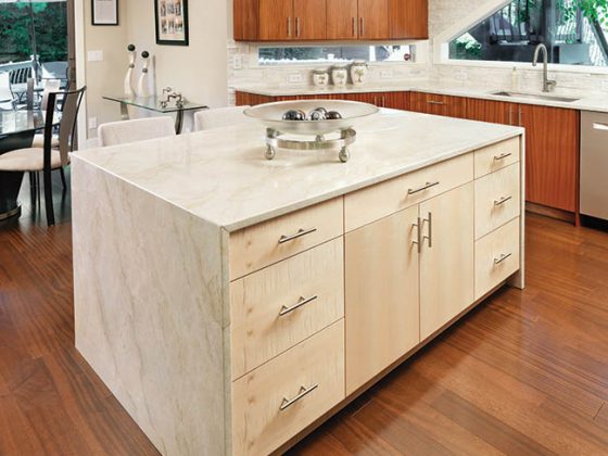 Quartzite countertop completes a kitchen island