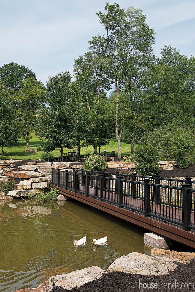 Small bridge offers the best views of a pond