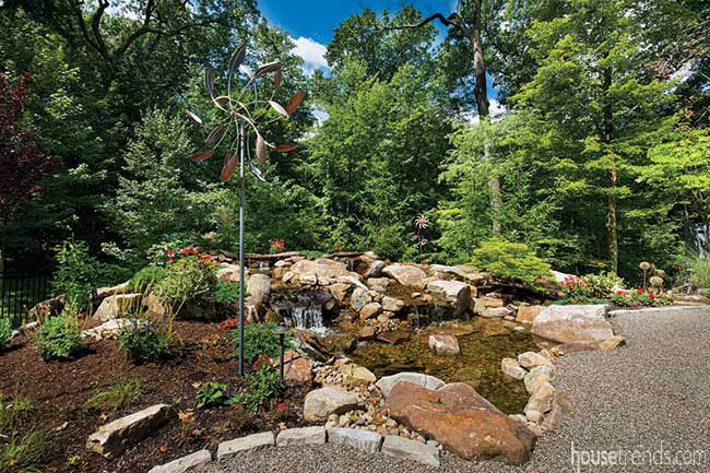 Custom waterfall in a back yard