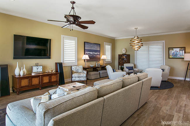 Sofa dominates a living room design