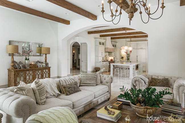 Support beams spruce up a sitting area