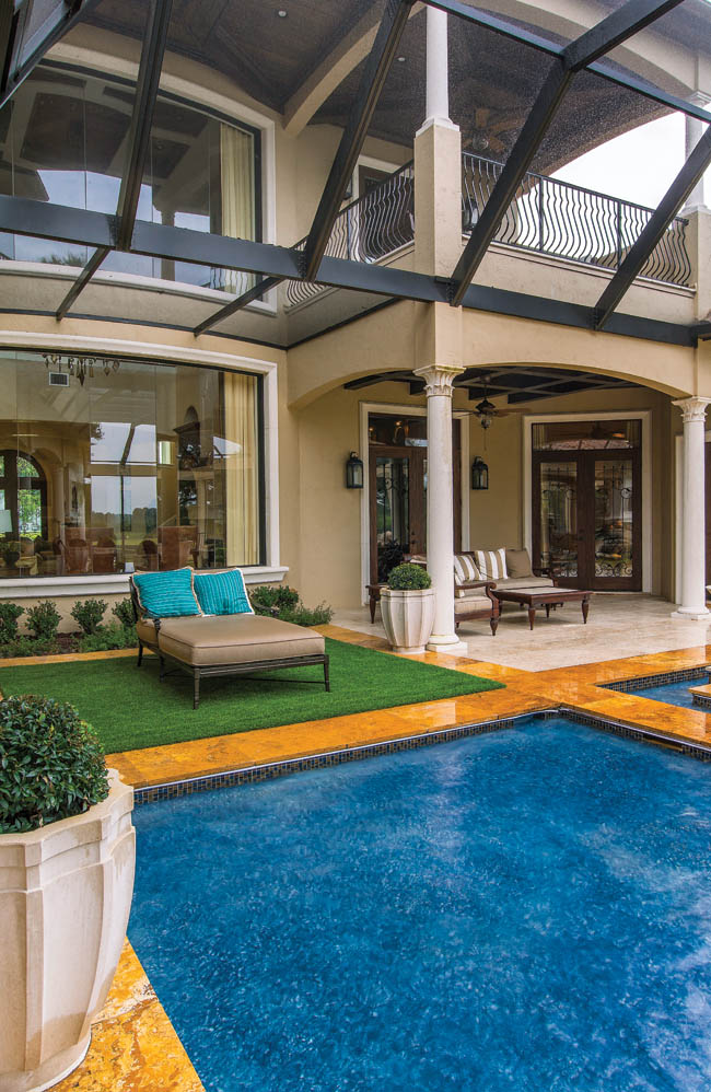 Wrought iron furniture creates a gathering space