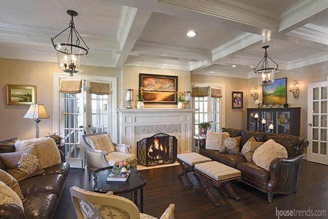 Light fixtures complement a formal living room