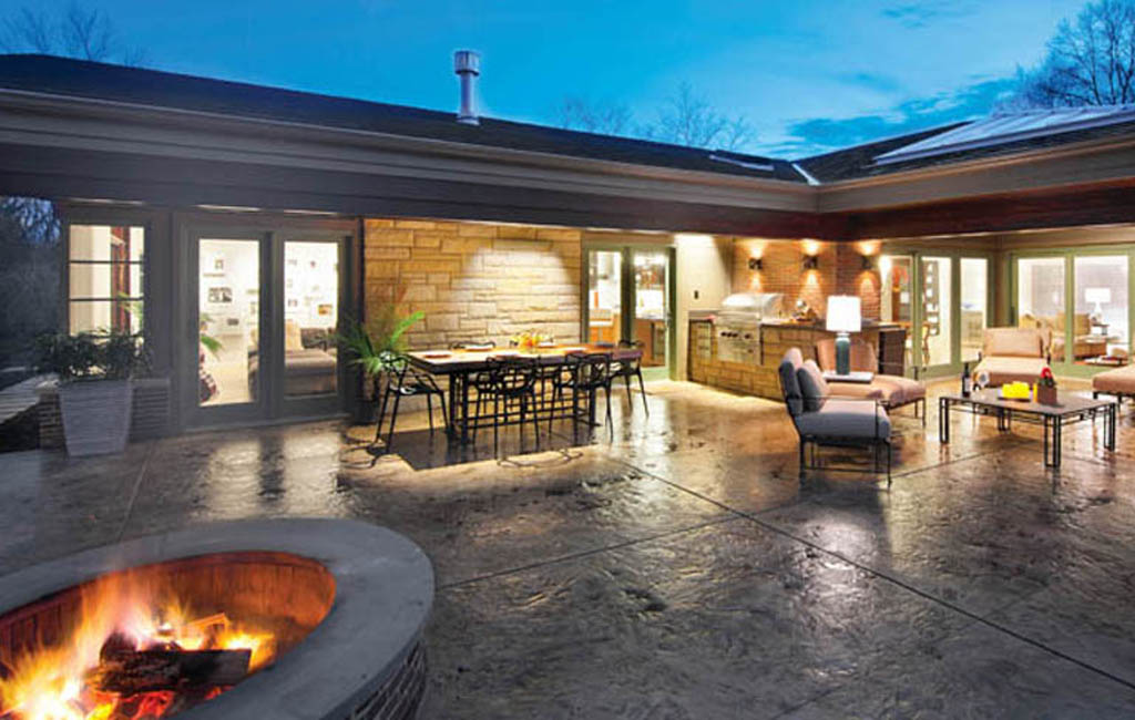 Outdoor lighting enables the party to carry on all night long