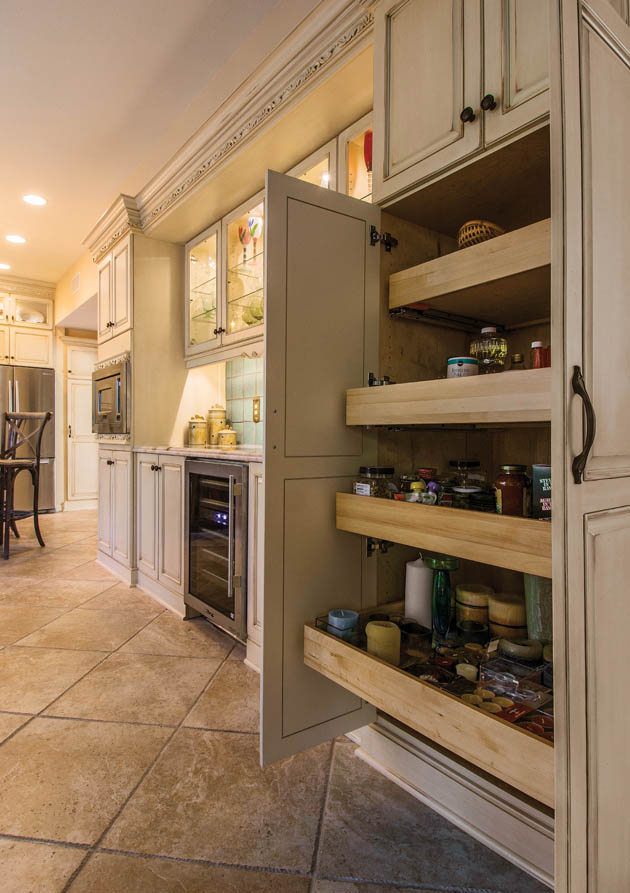 A pantry organizer replaces wasteful shelving