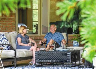 Couple relaxes on a new patio