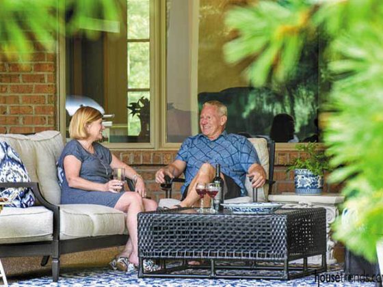 Couple relaxes on a new patio