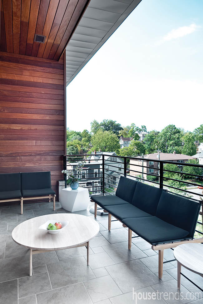 Covered balcony with a view