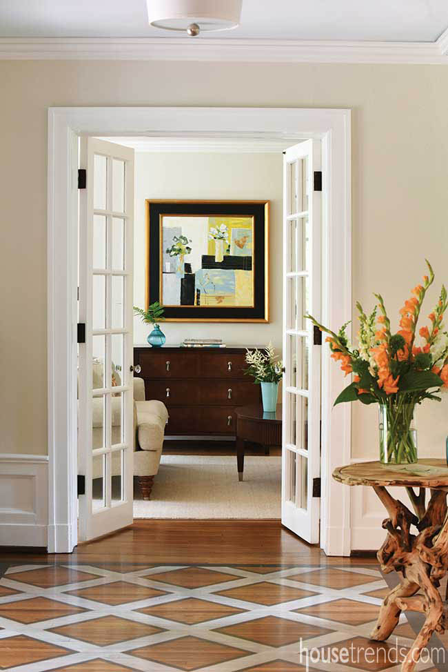 Entry hall sports painted floors