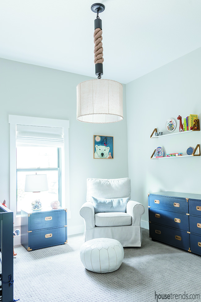 Chandelier adds interest to a nursery