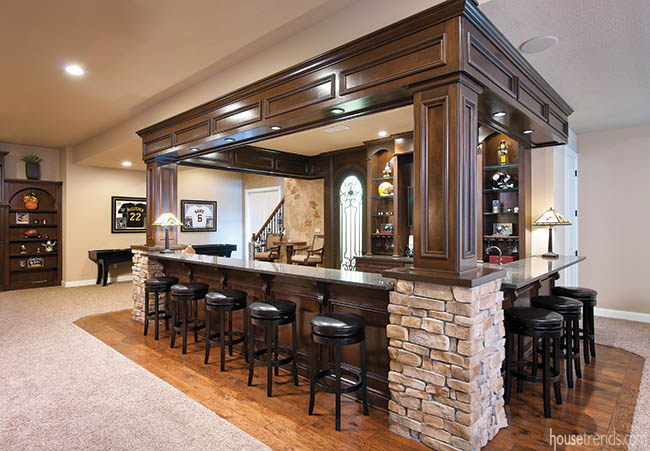 Lower level bar doubles as a second kitchen