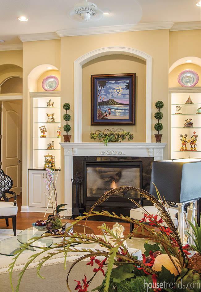 Fireplace fits in with the room's decor