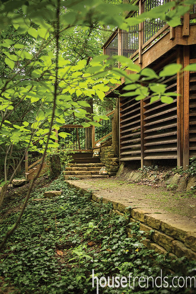 Retaining wall keeps a back yard usable