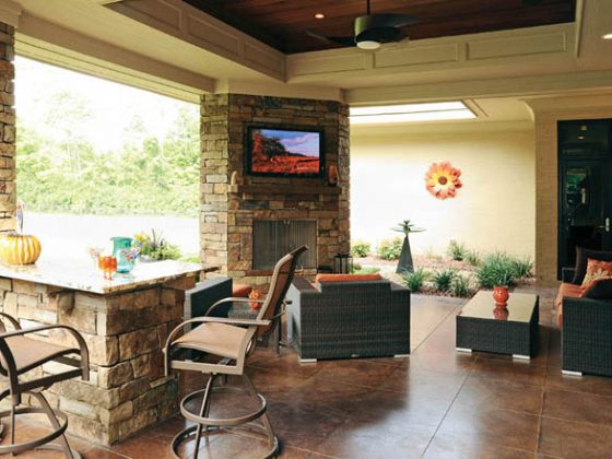 Television adds excitement to a patio